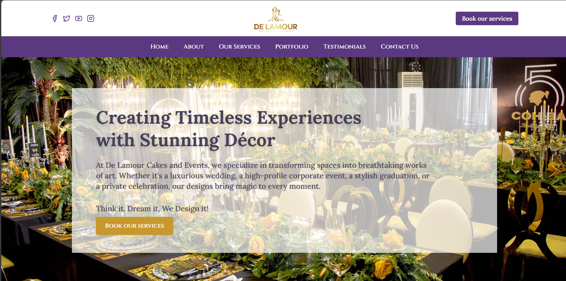 De Lamour Events Website Design